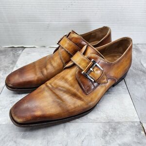Magnanni Marco Cuero Dress Shoes Men's Size 8.5 M Single Monk Strap Cuero